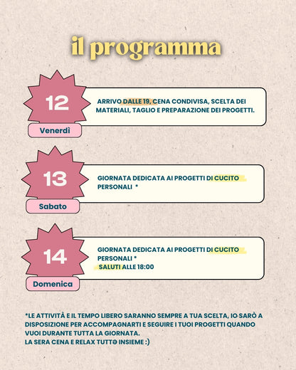 Ritiro cucito creativo 12-13-14 Dicembre 🌿